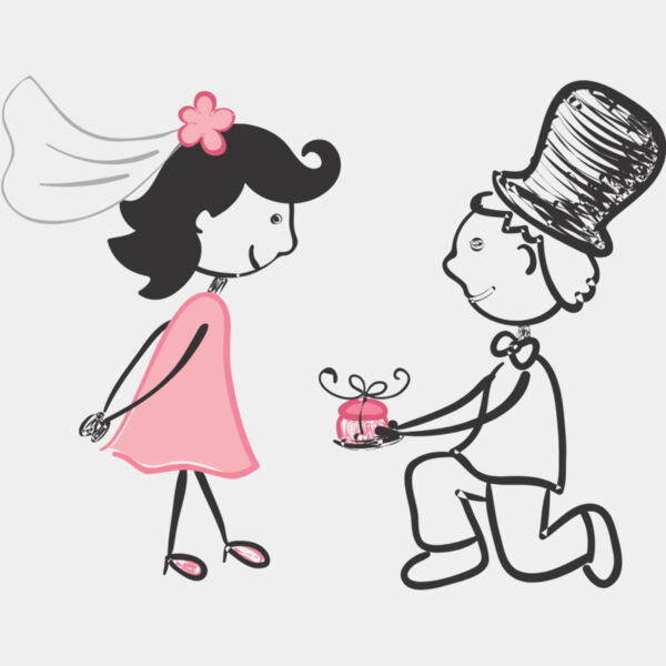 Cartoon Wedding Groom Bride Proposal 3 Thumbnail